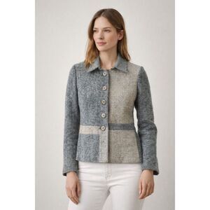 Roberto Quaglia Wool Alpaca Patchwork Jacket Gray Womens